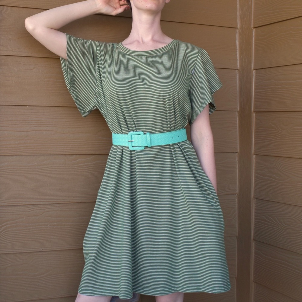 Striped Green Dress Terra and Sky